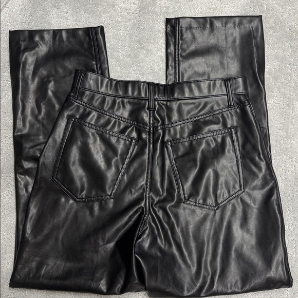 Abercrombie & Fitch Black Leather Pants 90s Straight Curve Love Ultra High Rise - Picture 5 of 6